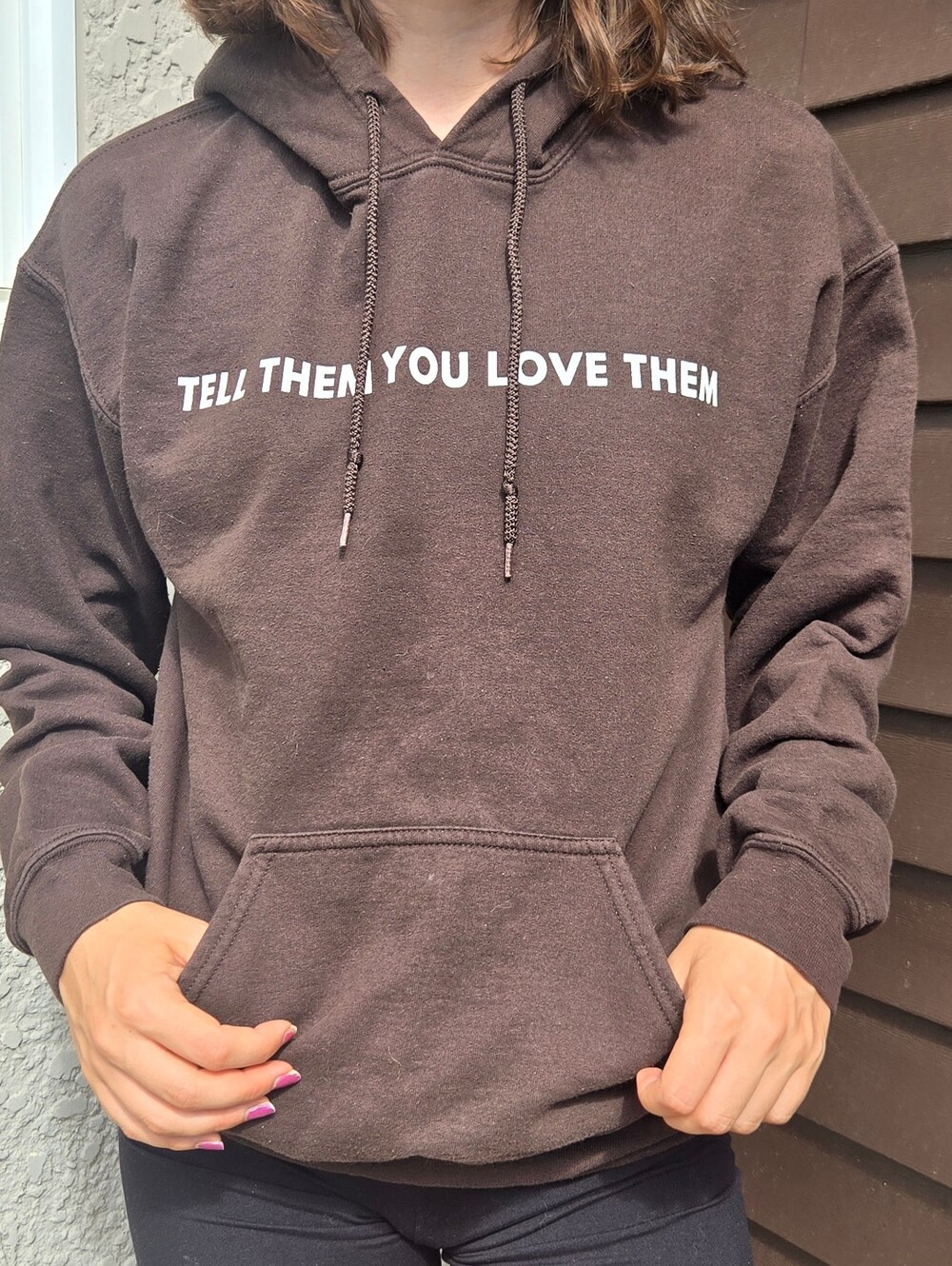 Women's Expresso Brown Tell Them You Love Them Fleece Pullover Hoodie Medium